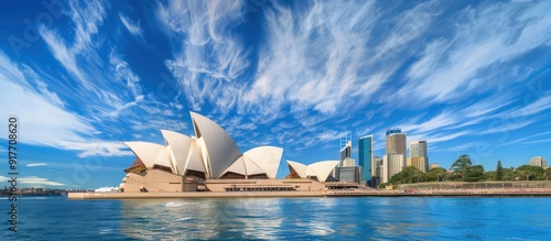 Sydney Opera House under blue skies.