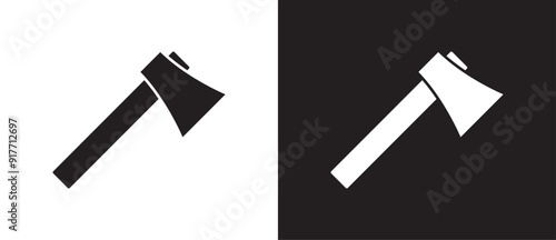 Ax icon, flat simple weapon icon. Adventure and war game icon. Sword and rapier vector illustration on black and white background. Eps10
