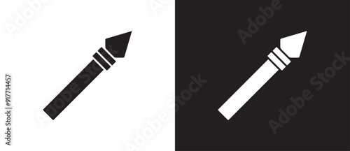 Spear icon, flat simple weapon icon. Adventure and war game icon. Sword and rapier vector illustration on black and white background. Eps10