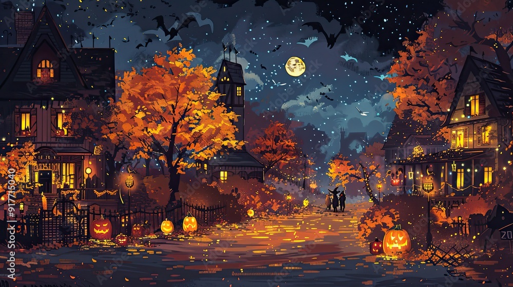 Obraz premium Teenagers in eerie costumes playing a spooky board game 