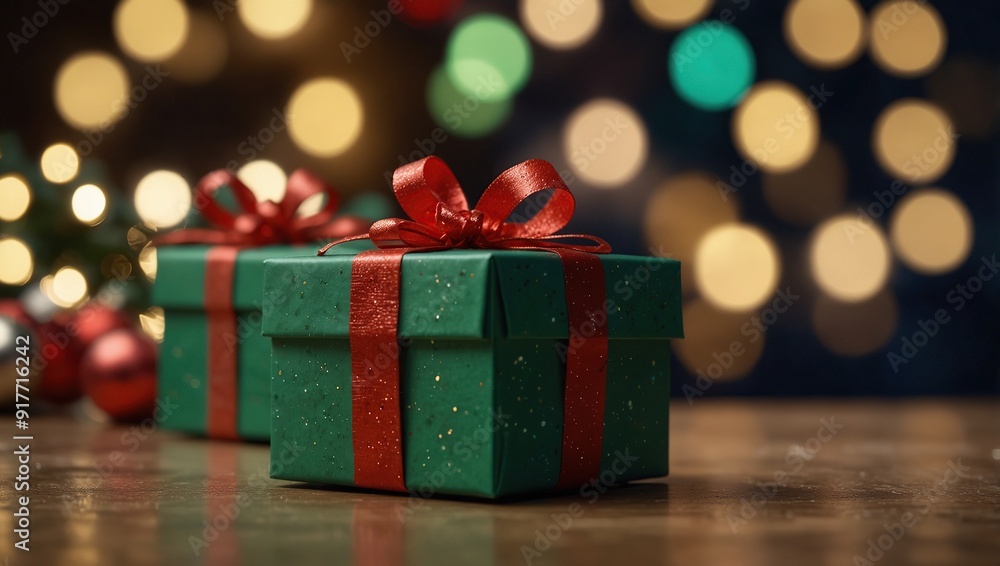 Christmas gift boxes and bokeh lights Christmas gift boxes and bokeh lights
