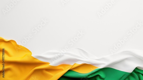 Indian Flag Border on White Background Minimalist Tricolour Fabric Design for Patriotic Themes