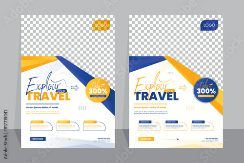 Travel Flyer or Poster Template design layout, Travel agency flyer vector posters for business.	