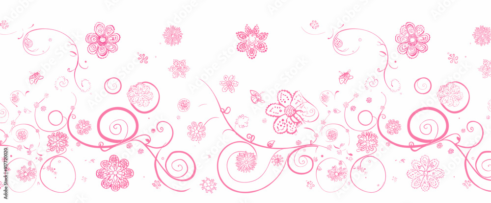 Delicate pink floral pattern with swirling vines and delicate flowers perfect for feminine designs romantic backgrounds or spring-themed projects Delicate pink floral pattern with swirling vines and delicate flowers perfect for feminine designs romantic backgrounds or spring-themed projects
