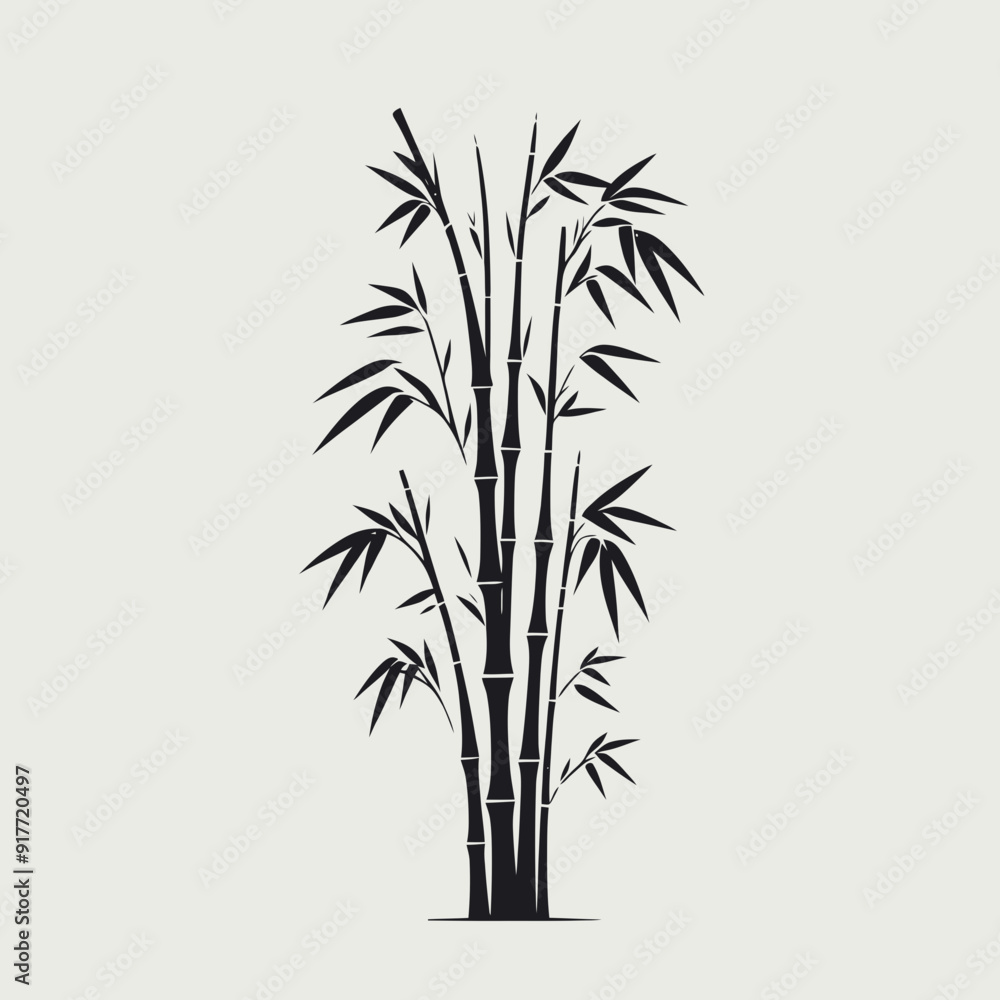 Fototapeta premium bamboo silhouette on white background. Black bamboo stems, very simple and single bamboo silhouette white background