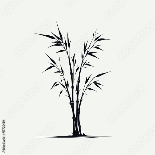 bamboo silhouette on white background. Black bamboo stems, very simple and single bamboo  silhouette white background