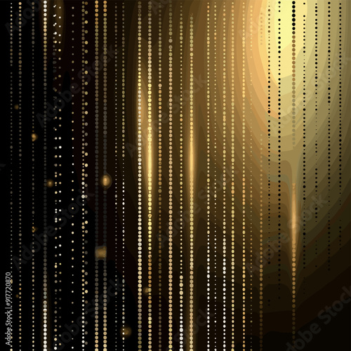 Abstract background with vertical lines of golden dots on black background creating a luxurious and elegant feel