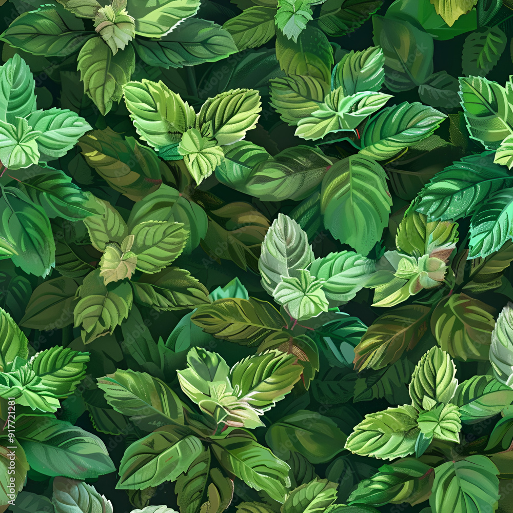 Green mint herb with leaves ,generative ai Green mint herb with leaves ,generative ai