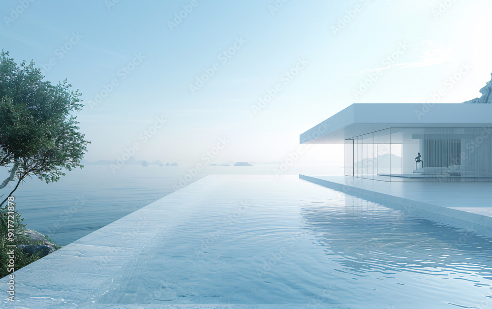 Fototapeta premium Modern high-end villa building scene background