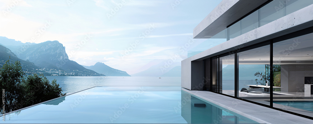 Fototapeta premium Modern high-end villa building scene background