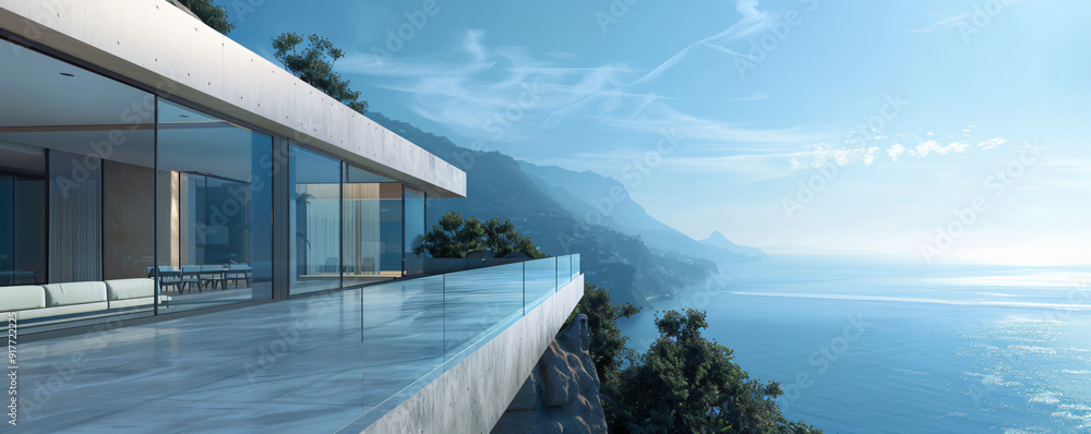Fototapeta premium Modern high-end villa building scene background