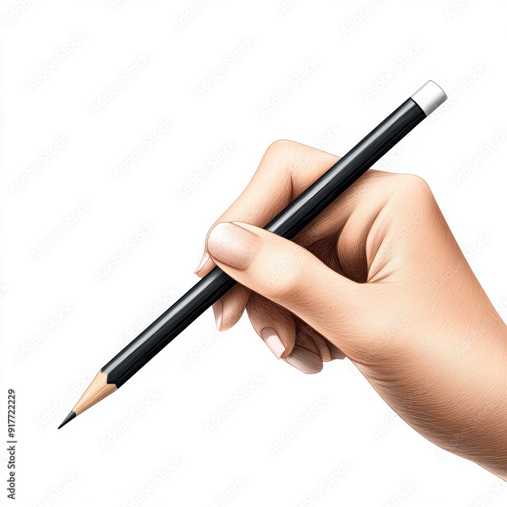Close-up of a hand holding a pencil on a white background, symbolizing writing, creativity, education, and artistic expression. Close-up of a hand holding a pencil on a white background, symbolizing writing, creativity, education, and artistic expression.
