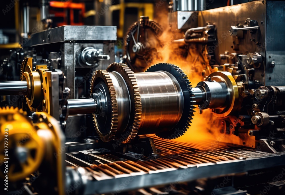 Fototapeta premium dynamic industrial machinery operating under adjustable lighting conditions enhanced visual effects, equipment, technology, power, performance, design