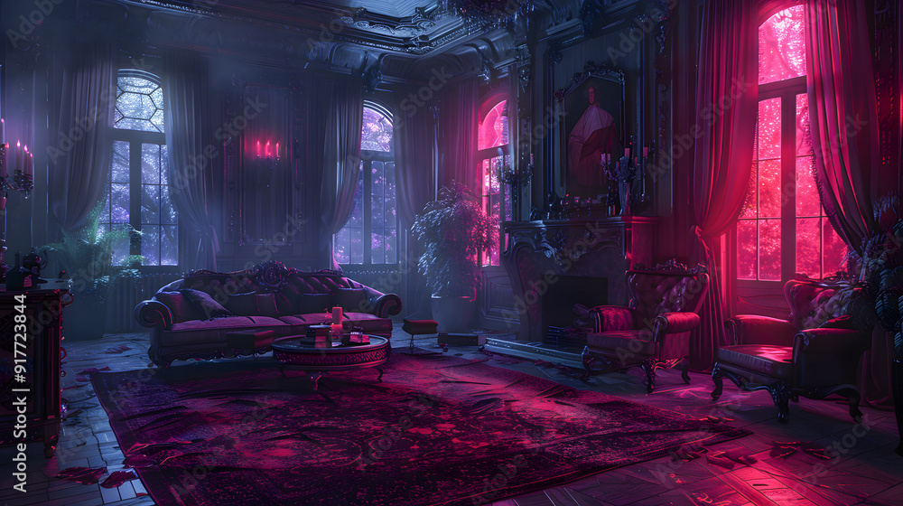 Halloween gothic vampire dark living room Halloween gothic vampire dark living room