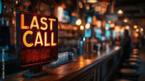 Sign that reads  “LAST CALL” - bar - lounge - club - restaurant - Glass jar” tavern - wooden sign - rustic - happy hour 