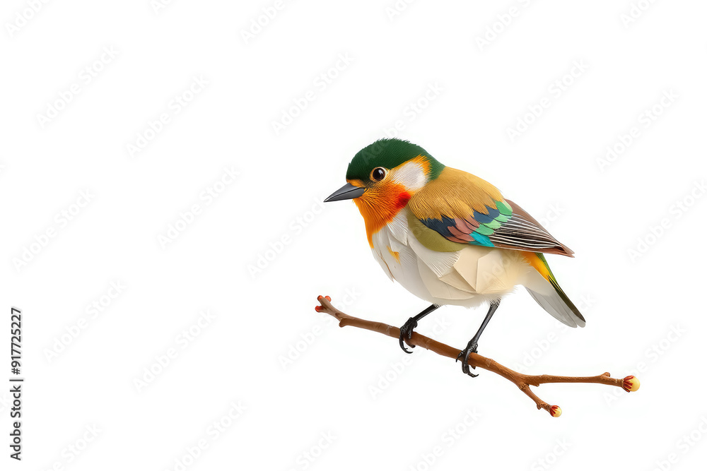 Patchwork bird on a tiny branch, Nursery Art, Digital Art, isolated on a White Background. Patchwork bird on a tiny branch, Nursery Art, Digital Art, isolated on a White Background.