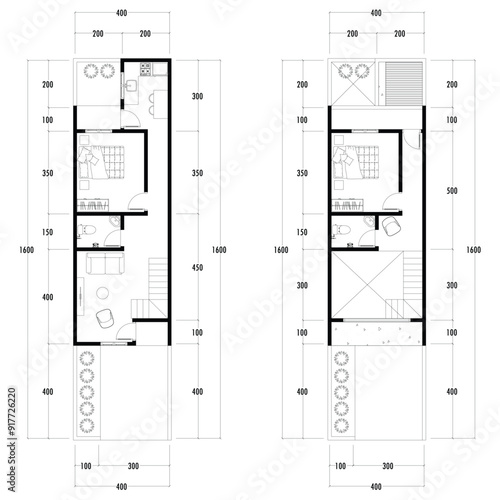 Floor plan blueprint, Figure of the jotting sketch of the construction and the industrial skeleton of the structure and dimensions.