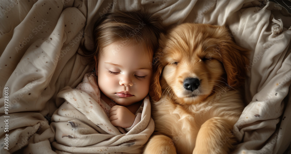 Baby sleeping with golden retriever Baby sleeping with golden retriever