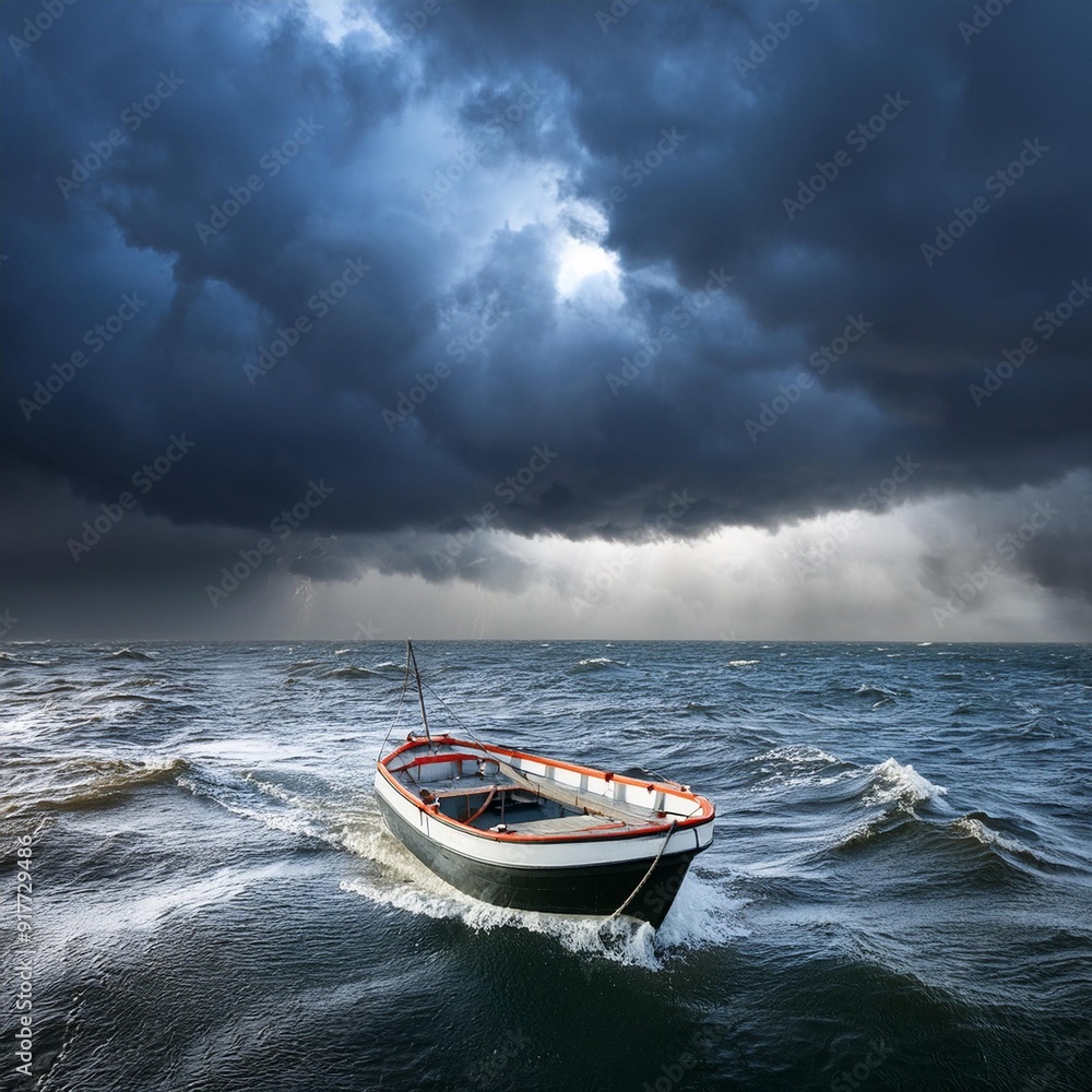 small boat in the storm, AI generated small boat in the storm, AI generated