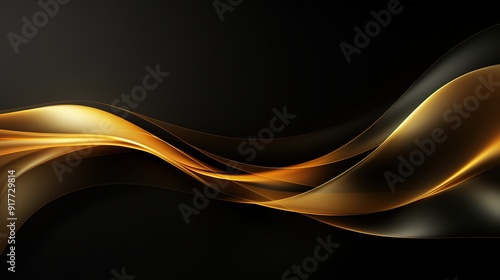 Abstract golden waves on a black background.