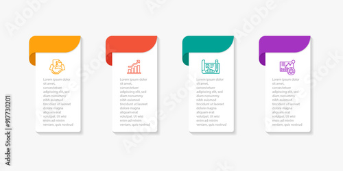 Business infographic vertical design template with 4 options, steps or processes. Can be used for presentation, workflow layout, diagram, annual report, web design.