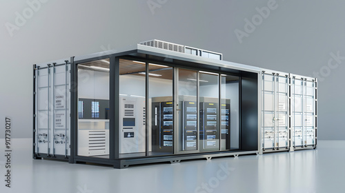 Modular Data Center Design, modular data center design with an image displaying prefabricated modular units, containerized data centers, design