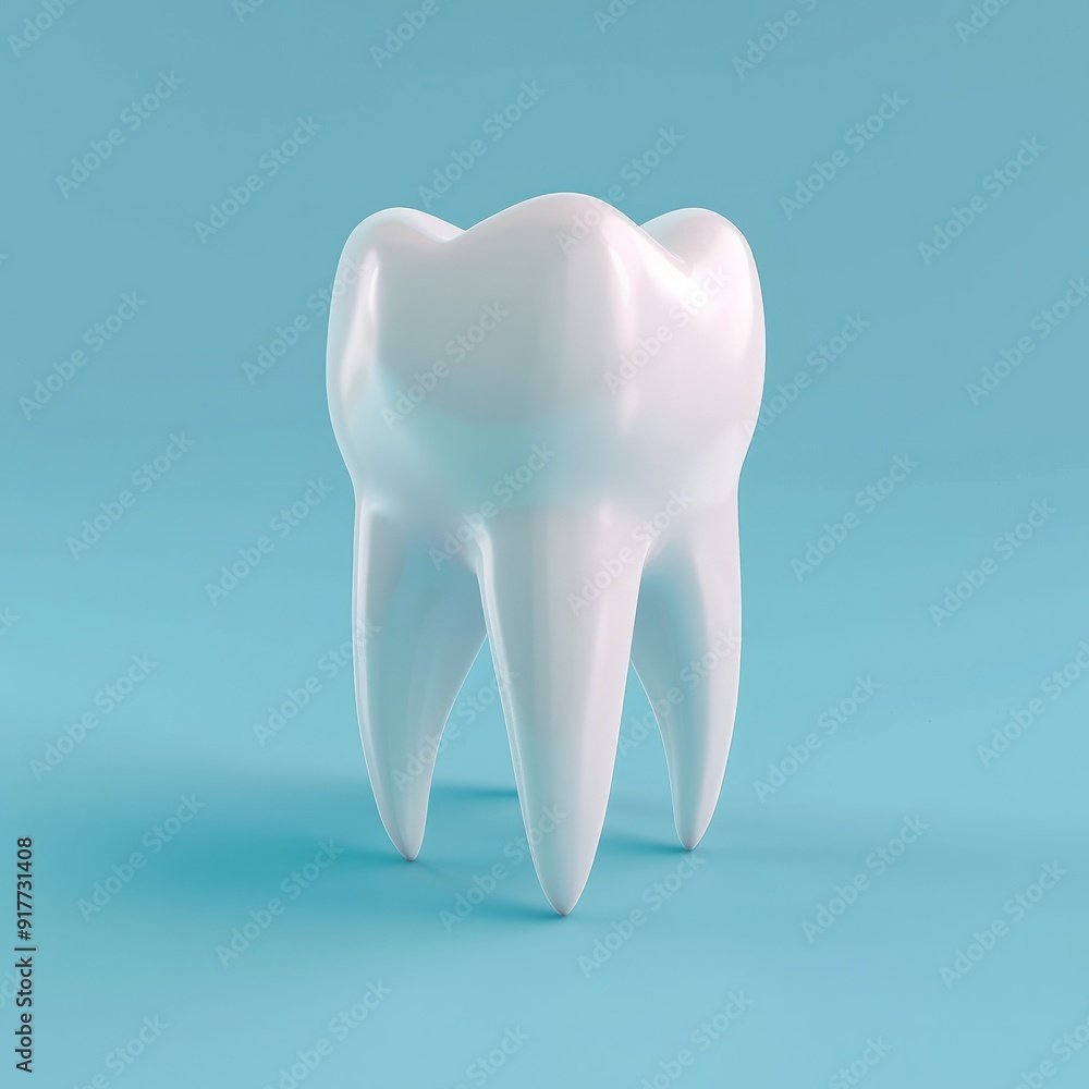 3D cartoon tooth isolated on blue background. AI generative 3D cartoon tooth isolated on blue background. AI generative