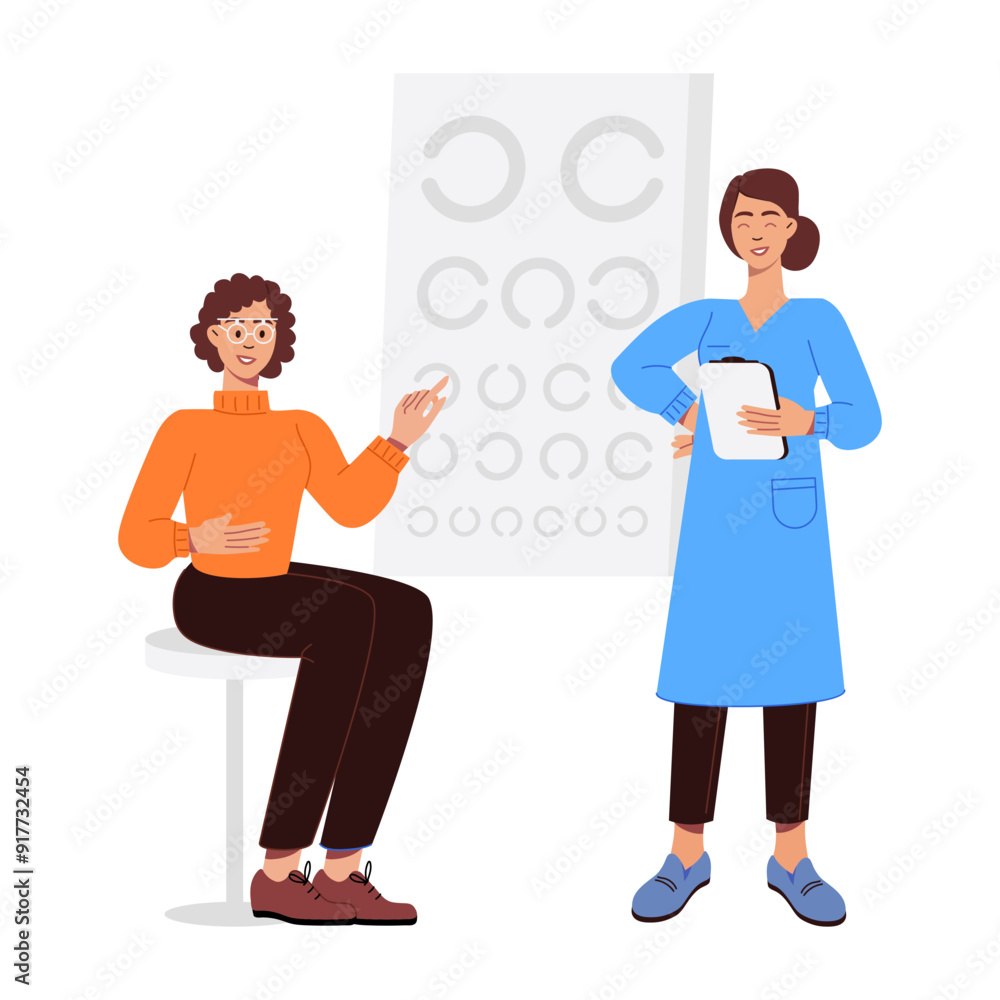 Character based flat illustration of eye test
Character based flat illustration of eye test