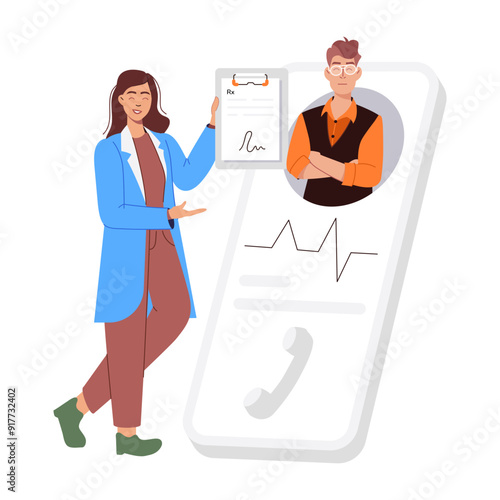 Telemedicine illustration designed in flat style 

