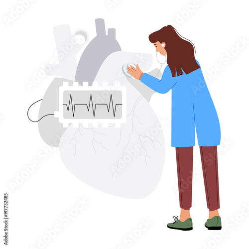 A flat character illustration of cardiologist 


