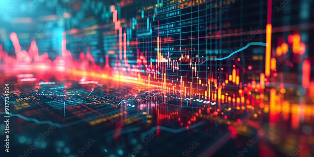 Abstract Digital Stock Market Data Display with Red and Blue Lines Abstract Digital Stock Market Data Display with Red and Blue Lines