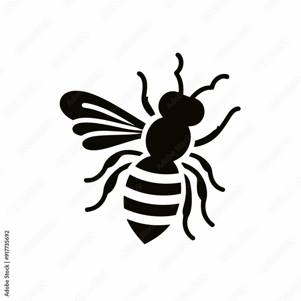 Cute bee icon, silhouette, very simple and single honey bee silhouette white background Cute bee icon, silhouette, very simple and single honey bee silhouette white background