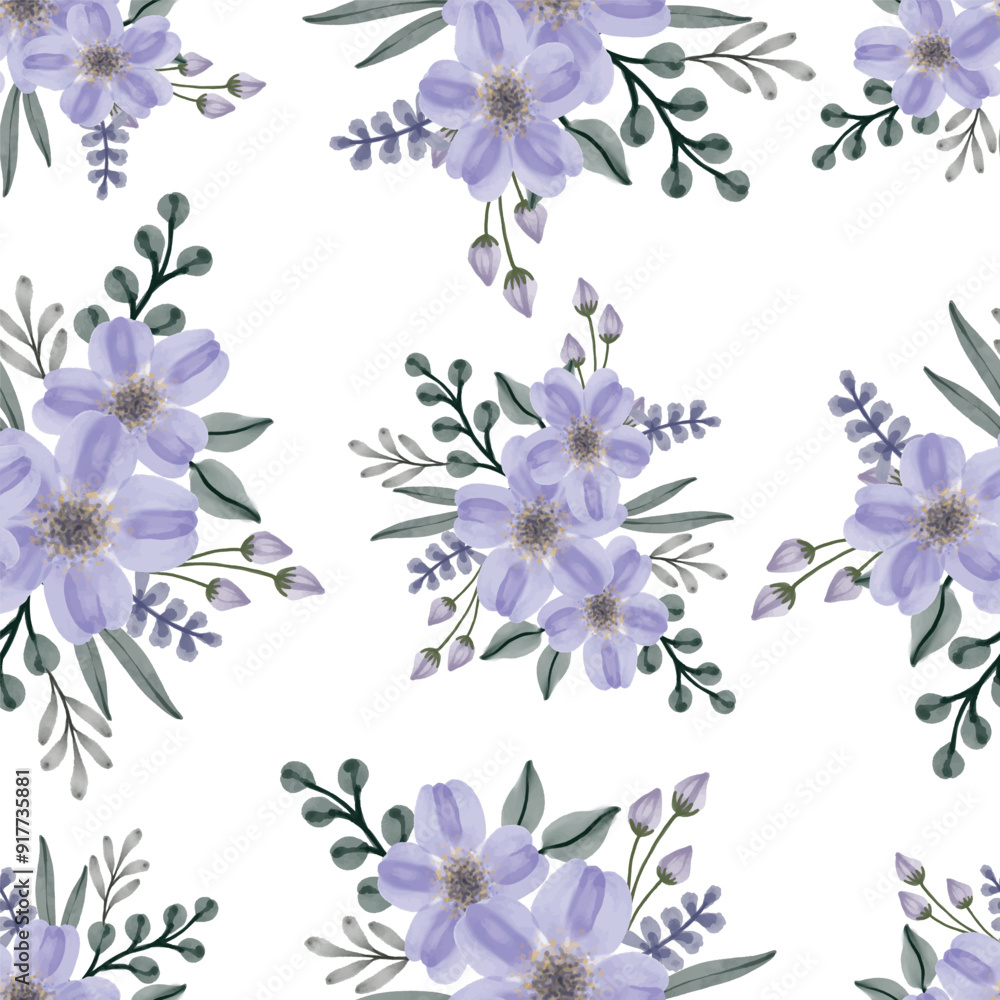 Obraz premium cute purple flower seamless pattern