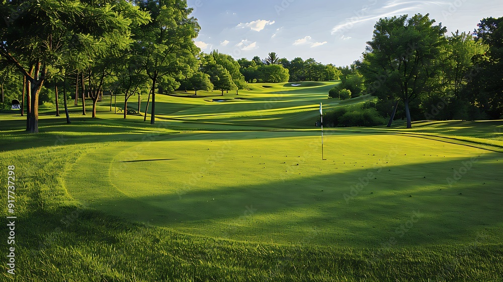 Obraz premium A golf course tee area showing grass and specifics about the tee marking