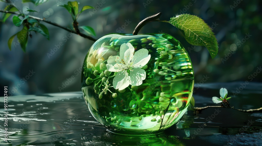 Glass Apple with Spring Flower Inside Glass Apple with Spring Flower Inside