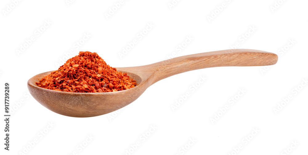 pile of red pepper in wood spoon on transparent png pile of red pepper in wood spoon on transparent png