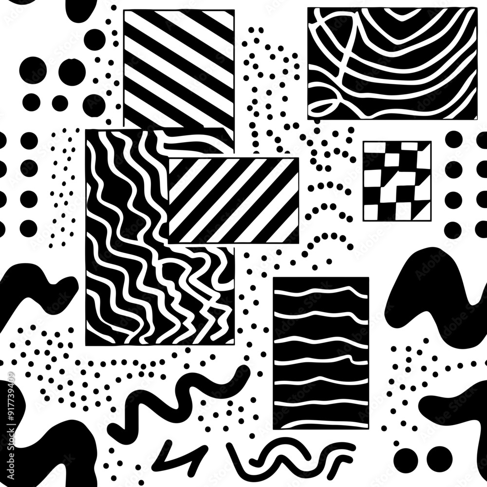 Handdrawn organic shape pattern memphis style Handdrawn organic shape pattern memphis style