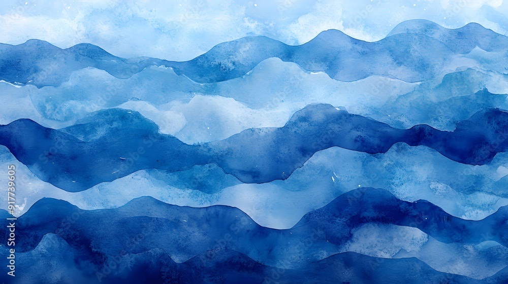 Serene Blue Watercolor Stripes. Abstract Art Concept Serene Blue Watercolor Stripes. Abstract Art Concept