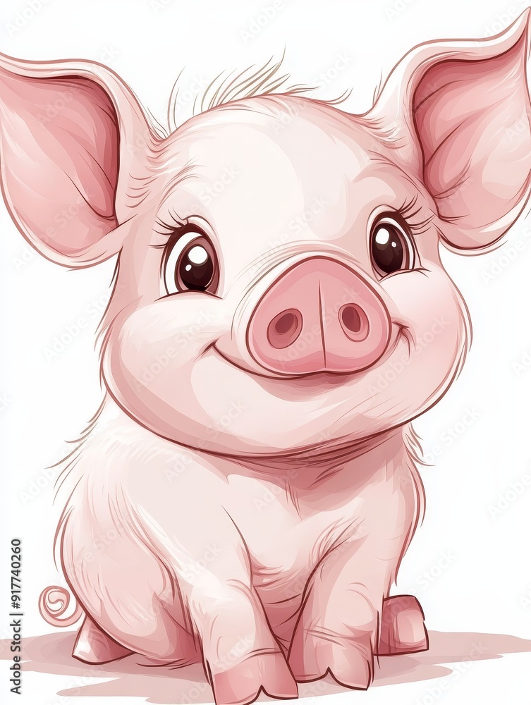 Fototapeta premium Adorable Cartoon Piglet Illustration