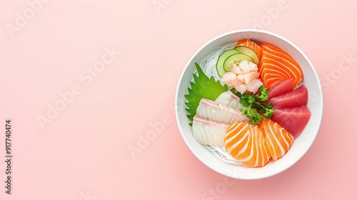 Fusion sashimi, creative culinary blend, flat design illustration