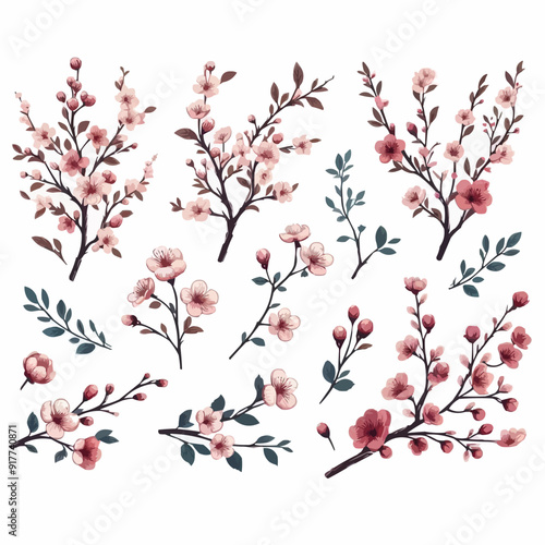 Free vector Hand drawn cherry blossom branch