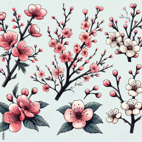 Free vector Hand drawn cherry blossom branch