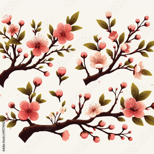 Free vector Hand drawn cherry blossom branch
