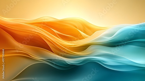 Golden-Teal Abstract Background with Soft Edges and Blurred Details, Elegantly Flowing Curves and Harmonious Color Gradient, Capturing a Modern, Minimalist Aesthetic