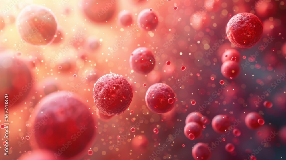 A 3D illustration of flowing red circular molecular structures, representing medical education and health science with a focus on molecular biology and dynamic learning A 3D illustration of flowing red circular molecular structures, representing medical education and health science with a focus on molecular biology and dynamic learning