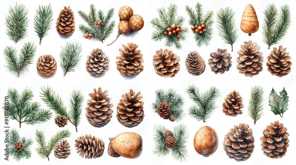 Fototapeta premium Set of Christmas Design Elements in Tile Format