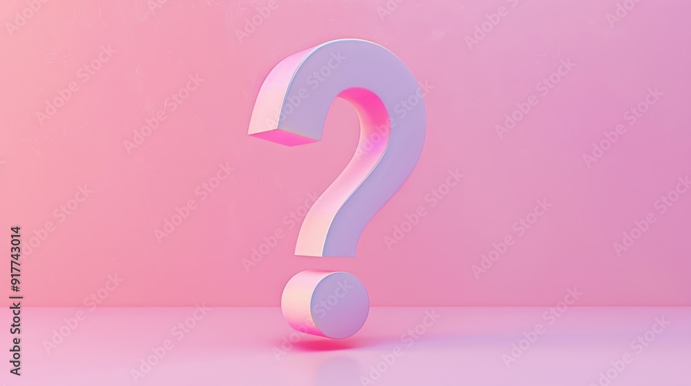 A sleek question mark icon stands out against a soft pink background, representing inquiry and curiosity in a modern and minimalist design A sleek question mark icon stands out against a soft pink background, representing inquiry and curiosity in a modern and minimalist design