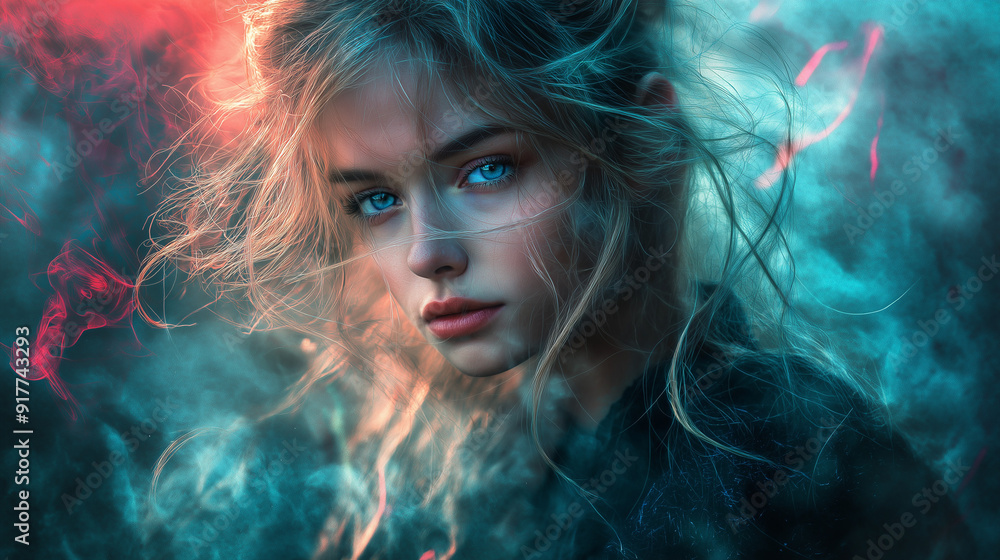 A fantasy-themed portrait with photo composition A fantasy-themed portrait with photo composition