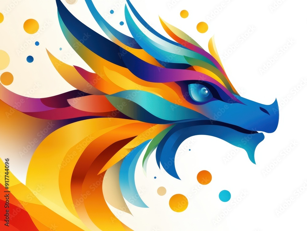 Colorful dragon illustration with vibrant hues and flowing patterns Colorful dragon illustration with vibrant hues and flowing patterns
