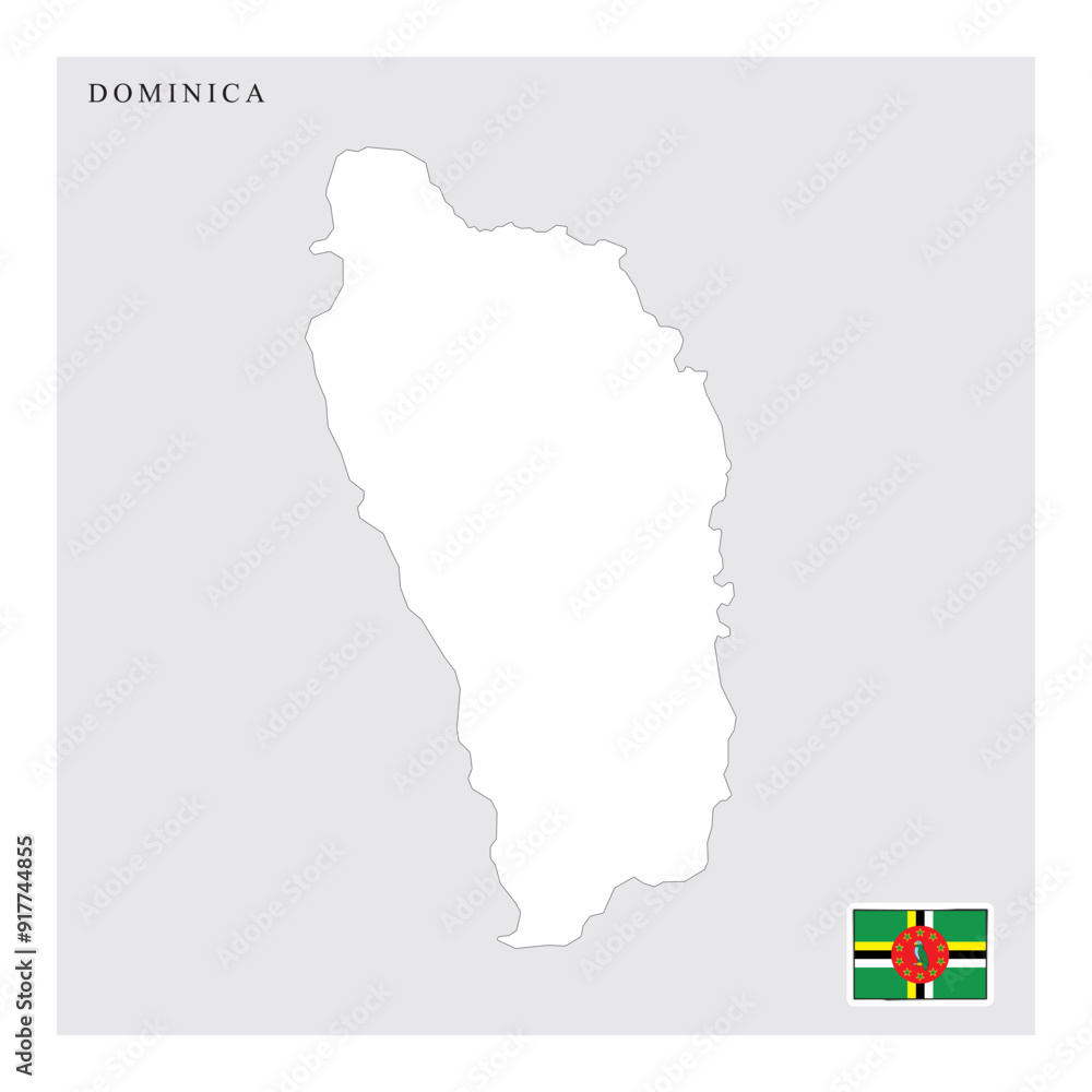 Obraz premium dominica map and flag
